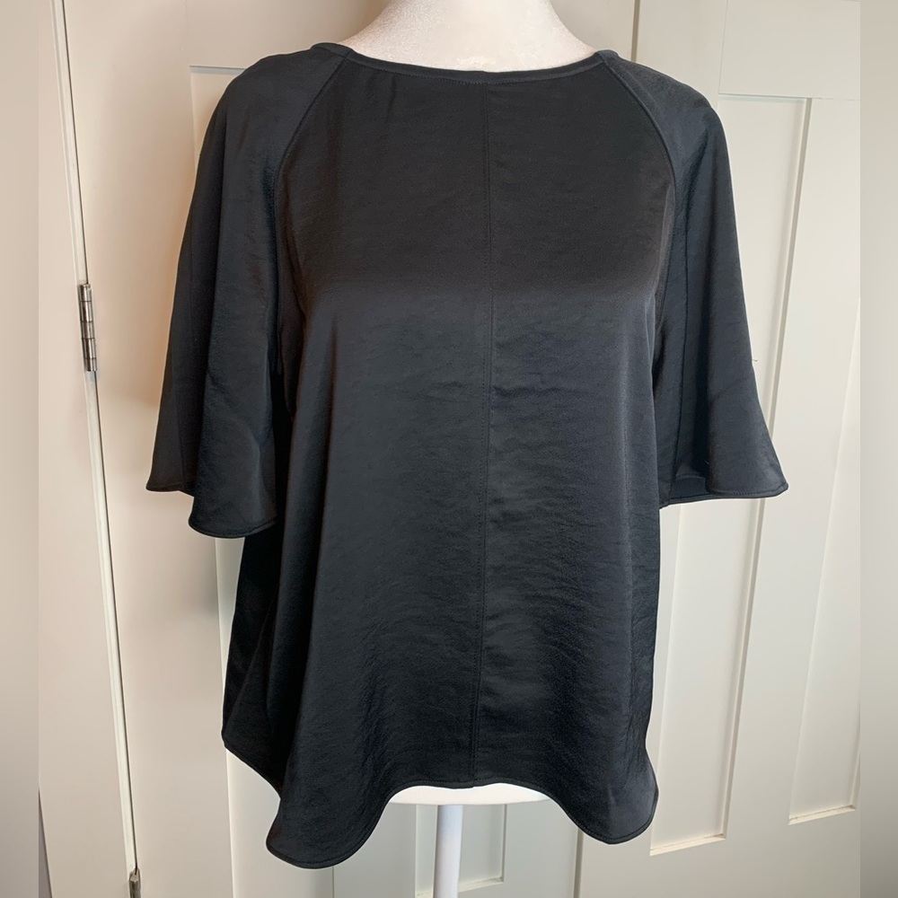 Anthropologie Daily Practice Black Open Back Blouse Size Small